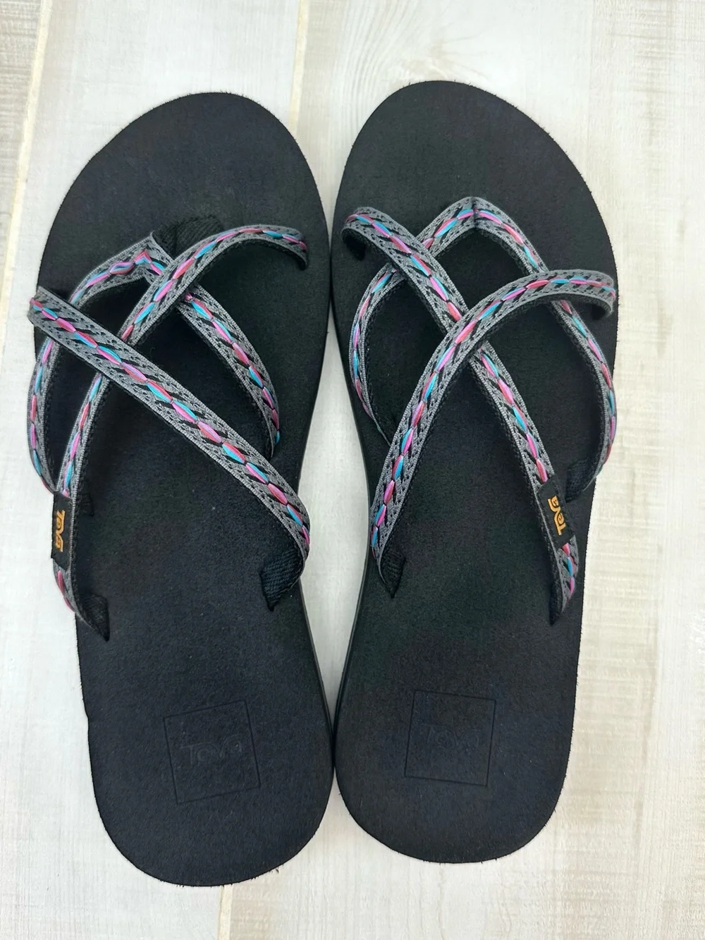 Teva Women's Olowahu Black Strappy Sandals with Multicolor Accents